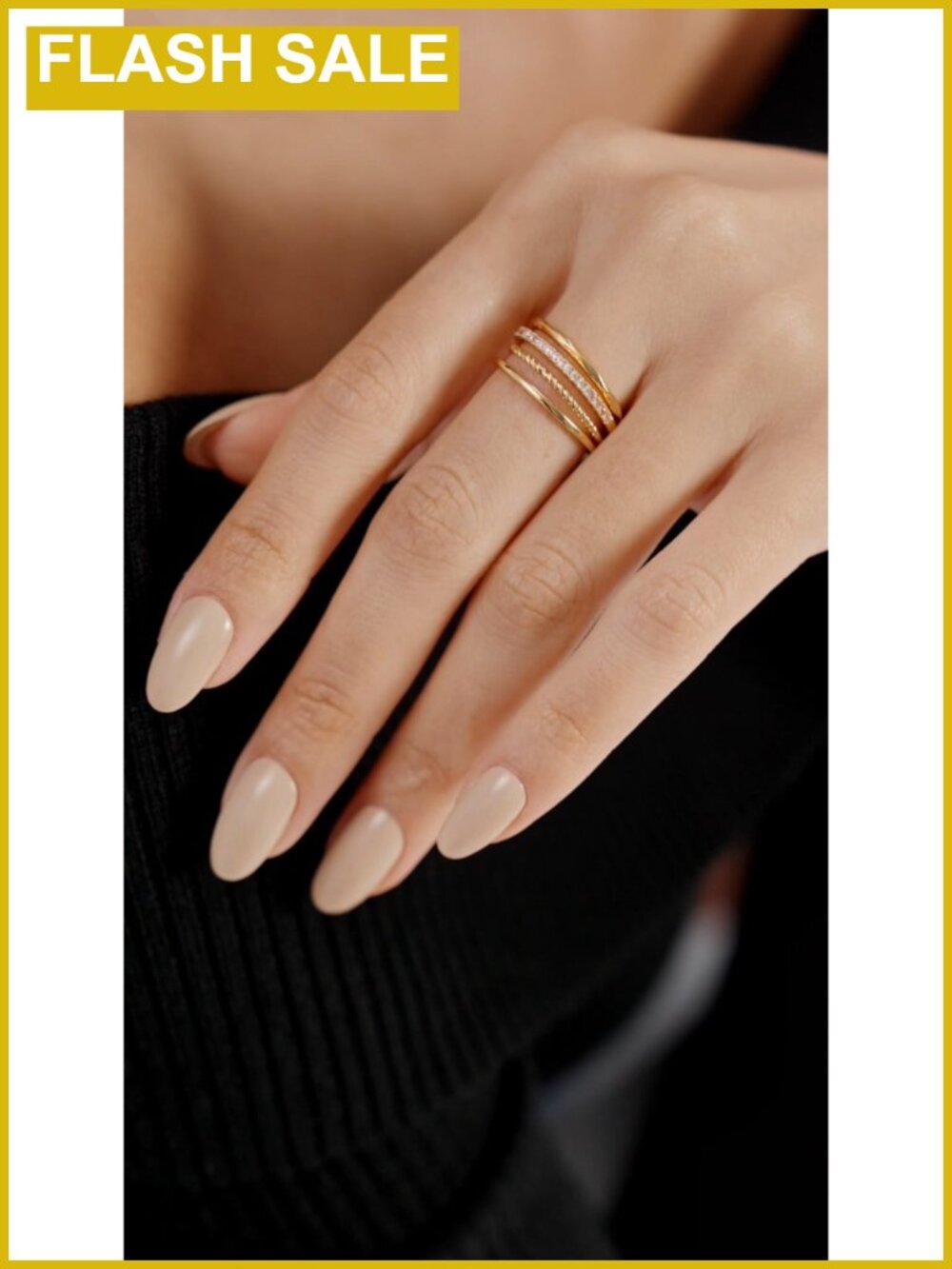 18K Gold Plated Stackable Rings Set with Cubic Zirconia - Picture 6 of 6